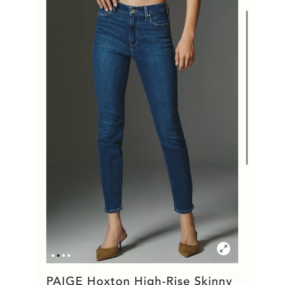 PAIGE Dark Blue High-Rise Hoxton Ankle Jeans
